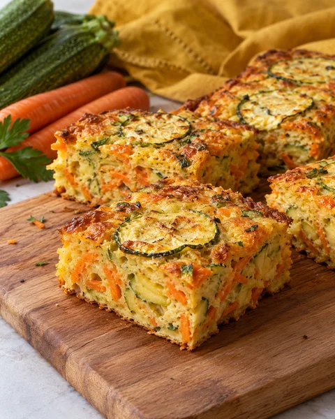 Torta de abobrinha e cenoura sobre a tábua